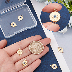 Brass Micro Pave Clear & Royal Blue Cubic Zirconia Connector Charms&nbsp;KK-BBC0002-62