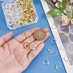 100Pcs 2 Colors 316L Surgical Stainless Steel Leverback Earring Findings&nbsp;STAS-BBC0010-92