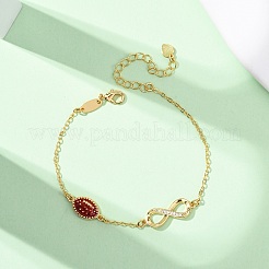 Sports Brass Micro Pave Cubic Zirconia Infinity Link Bracelets&nbsp;BJEW-D386-01C-G