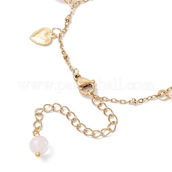 Natural Rose Quartz Round Beads Charm Bracelets&nbsp;BJEW-JB12029-01