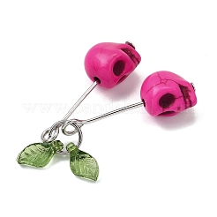 6Pcs 6 Colors Dyed Synthetic Turquoise Skull Cherry Pendants&nbsp;PALLOY-JF04110