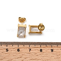 304 Stainless Steel Rhinestone Rectangle Stud Earrings&nbsp;EJEW-K268-51G