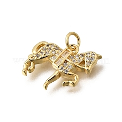 Brass Micro Pave Clear Cubic Zirconia Pendants&nbsp;KK-Z155-06G-03