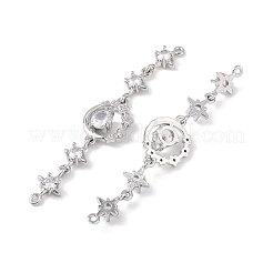 Brass Micro Pave Clear Cubic Zirconia Connector Charms&nbsp;KK-Z142-08P