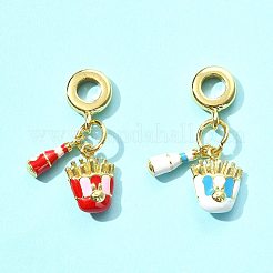 2Pcs 2 Colors Brass Enamel European Dangle Charms&nbsp;KK-FS0001-81