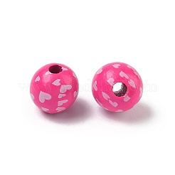 Valentine's Day Spray Painted & Printed Wood European Beads&nbsp;WOOD-L023-03E