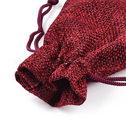 Polyester Imitation Burlap Packing Pouches Drawstring Bags&nbsp;ABAG-R004-7x9cm-M
