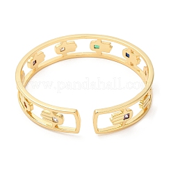 Colorful Cubic Zirconia Cuff Bangle&nbsp;BJEW-D058-03A-G-02
