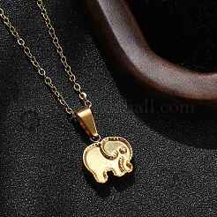 304 Stainless Steel Elephant Pendant Necklaces&nbsp;NJEW-S439-07G