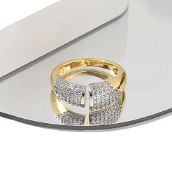 Brass Micro Pave Clear Cubic Zirconia Cuff Finger Rings for Women&nbsp;RJEW-B112-06GP