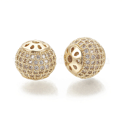 Brass Micro Pave Cubic Zirconia Beads&nbsp;KK-T029-129G