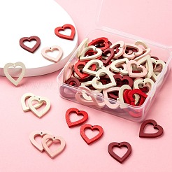 80Pcs 4 Colors Painted Poplar Wood Pendants&nbsp;WOOD-LS0001-12