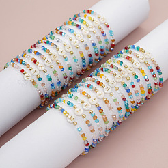Handmade Bohemian Colorful Crystal Beaded Alphabet Charm Bracelet for Women&nbsp;UI5654-27