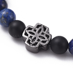 Natural Lapis Lazuli(Dyed) Beaded Stretch Bracelets&nbsp;BJEW-JB05026-02