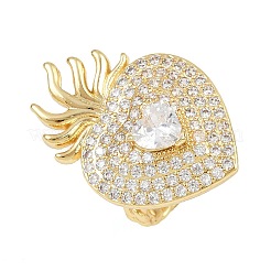 Brass Micro Pave Clear Cubic Zirconia Cuff Rings&nbsp;RJEW-P155-04B-G