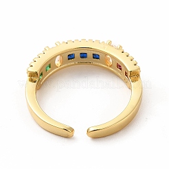 Cubic Zirconia Rectangle Open Cuff Ring&nbsp;KK-A180-29G