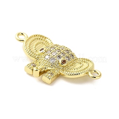 Brass Micro Pave Clear Cubic Zirconia Elephant Connector Charms&nbsp;KK-M324-22G
