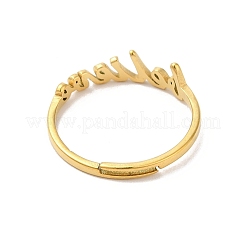 Ion Plating(IP) 304 Stainless Steel Word Adjustable Ring&nbsp;LS-RJEW-L107-026G