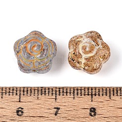 Picasso Baking Paint and Golden Metal Enlaced Glass Beads&nbsp;DGLA-T004-47M