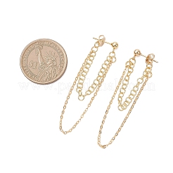 Brass & 304 Stainless Tassel Steel Stud Earrings&nbsp;EJEW-JE06879