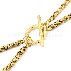 Ion Plating(IP) 304 Stainless Steel Sky Blue Enamel Letter & Eye Pendant Wheat Chain Necklaces&nbsp;STAS-Z102-01G-E