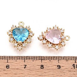 Brass Micro Pave Cubic Zirconia Heart Pendants&nbsp;KK-T078-32G