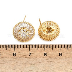 Brass Micro Pave Clear Cubic Zirconia Stud Earrings&nbsp;EJEW-K312-05G