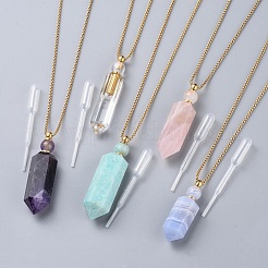 Natural Gemstone Perfume Bottle Pendant Necklaces&nbsp;NJEW-F251-09