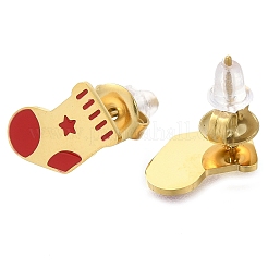 Ion Plating(IP) 304 Stainless Steel Enamel Stud Earrings&nbsp;EJEW-I316-03G-02