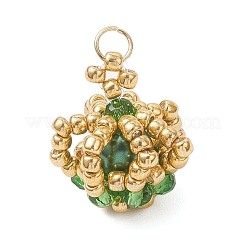 Glass Seed Beaded Crown Pendants&nbsp;PALLOY-MZ01042