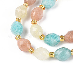 Natural Lemon Quartz & Flower Amazonite & Sunstone Beads Strands&nbsp;G-N358-04A-08