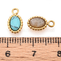 Stone Oval Charms&nbsp;STAS-N112-16G