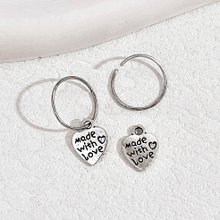 Vintage Punk Style Brass Heart Hoop Earrings&nbsp;XL2786