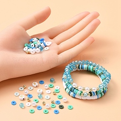 DIY Letter & Imitation Pearl & Heishi Beads Bracelet Making Kit&nbsp;DIY-YW0005-23C
