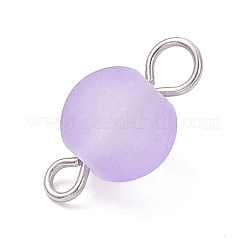 8Pcs 8 Colors Frosted Glass Round Connector Charms&nbsp;PALLOY-JF04089
