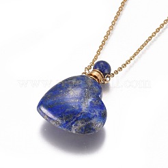 Natural Lapis Lazuli Openable Perfume Bottle Pendant Necklaces&nbsp;G-K295-A02-G