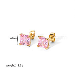 Fashionable 304 Stainless Steel Cubic Zirconia Square Stud Earrings&nbsp;CG9593-2