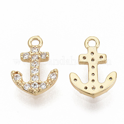 Brass Micro Pave Cubic Zirconia Charms&nbsp;ZIRC-T011-06G-NF