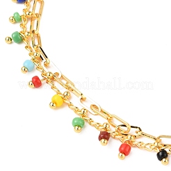 2 Layered Brass Curb Chains Anklets&nbsp;AJEW-AN00311-02