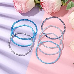 7Pcs 7 Colors Round Glass Seed Beaded Stretch Bracelets&nbsp;BJEW-JB10417