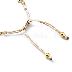 Adjustable Glass Beaded & Brass Chains Link Bracelet for Women&nbsp;BJEW-O187-12