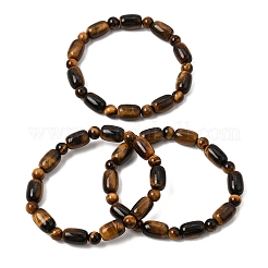 Natural Tiger Eye Oval and Round Beaded Stretch Bracelets for Women&nbsp;GG-CBA3F02-13A