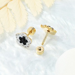 Flower Glass & Polymer Clay Rhinestone Ear Fake Plugs&nbsp;EJEW-H105-32G