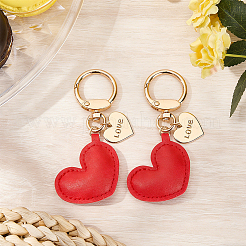 2Pcs Minimalist Leather Heart Earphone Case Keychain Bag Backpack Pendant Car Purse Keyring Charm&nbsp;KEYC-CL0001-60