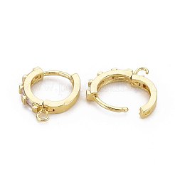 Brass Huggie Hoop Earring Findings&nbsp;X-ZIRC-Q022-033G-NF