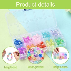 200Ps 10 Colors Transparent Crackle Acrylic Beads&nbsp;CACR-YW0001