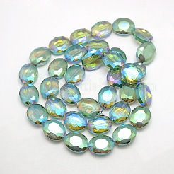 Faceted Electroplate Crystal Glass Oval Beads Strands&nbsp;EGLA-F059B-10