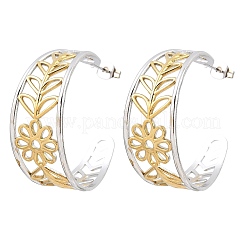 304 Stainless Steel Flower with Leaf Stud Earrings for Women&nbsp;SA-CBA45D5-30GP