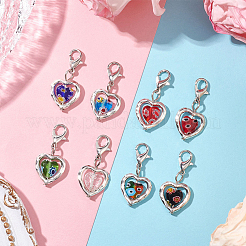 50Pcs Heart Millefiori Glass & Alloy Pendant Decorations&nbsp;HJEW-SC0002-17