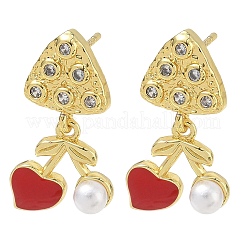 Brass Micro Pave Cubic Zirconia Stud Dangle Earrings for Women&nbsp;EJEW-A167-31G